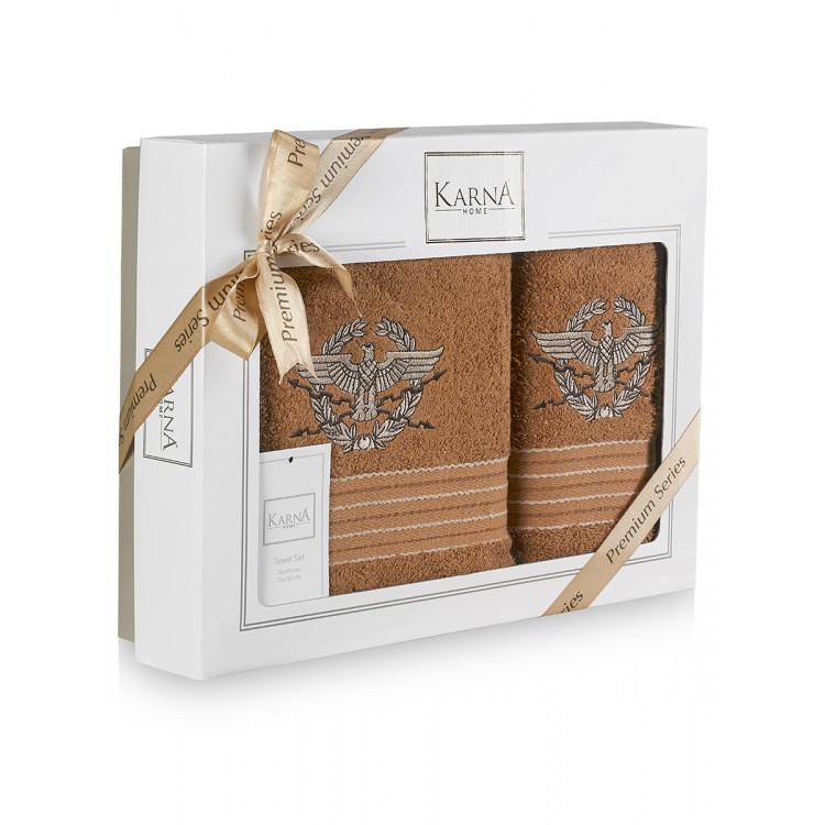 Комплект махровых полотенец "KARNA" KAVELL 50x90-70х140 см, цвет Кремовый