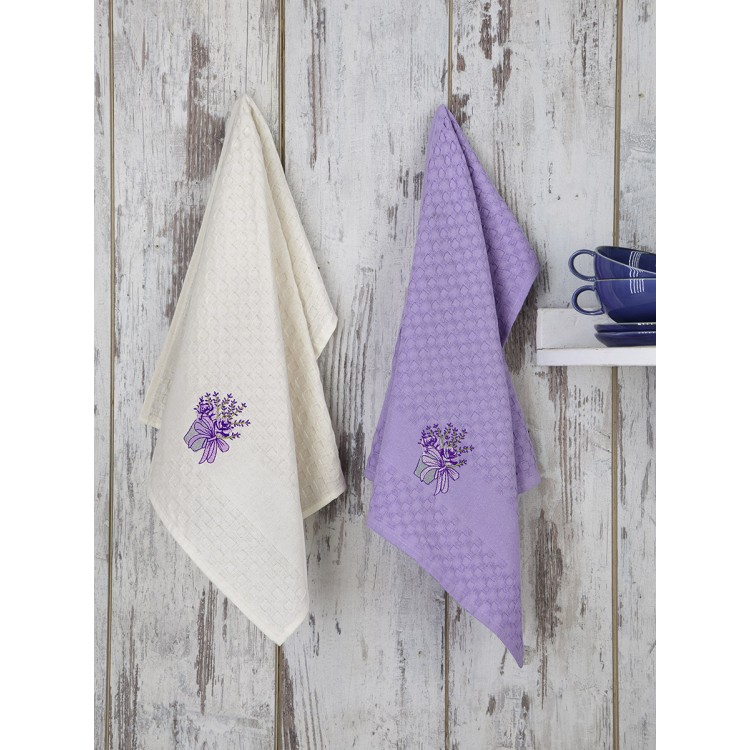 Салфетки махровые "KARNA" c вышивкой ''LAVENDER'' 45x65 см 1/2