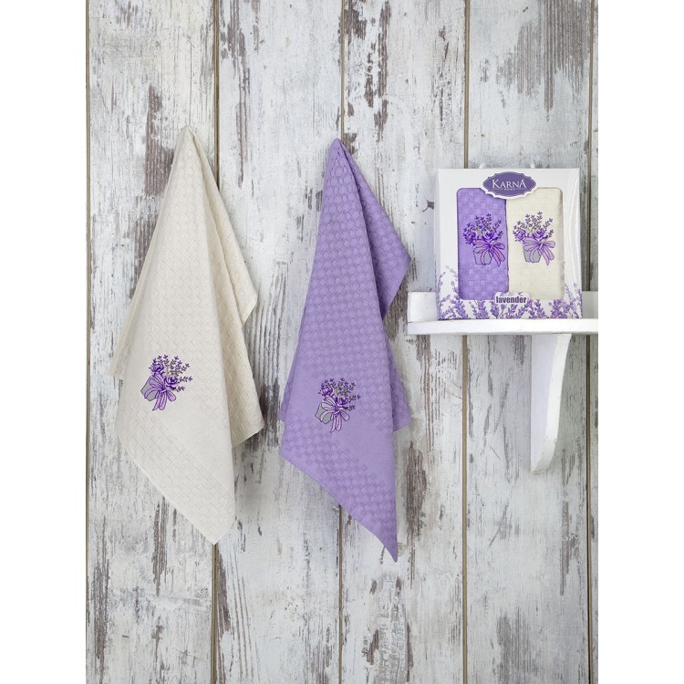 Салфетки махровые "KARNA" c вышивкой ''LAVENDER'' 45x65 см 1/2