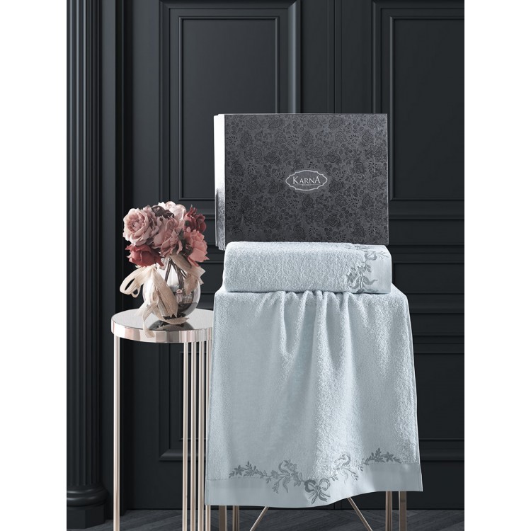 Комплект махровых полотенец "KARNA" с вышивкой VALOR 50x90-70х140 см 1/2