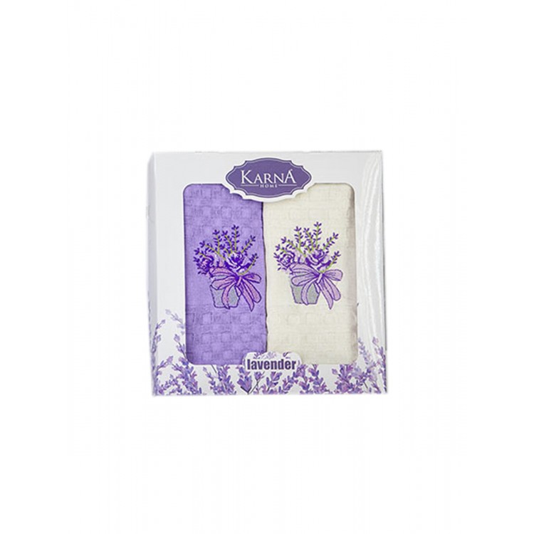 Салфетки махровые "KARNA" c вышивкой ''LAVENDER'' 45x65 см 1/2