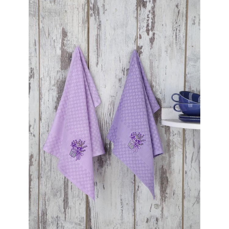 Салфетки махровые "KARNA" c вышивкой ''LAVENDER'' 45x65 см 1/2