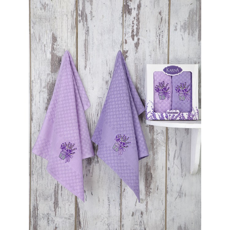 Салфетки махровые "KARNA" c вышивкой ''LAVENDER'' 45x65 см 1/2