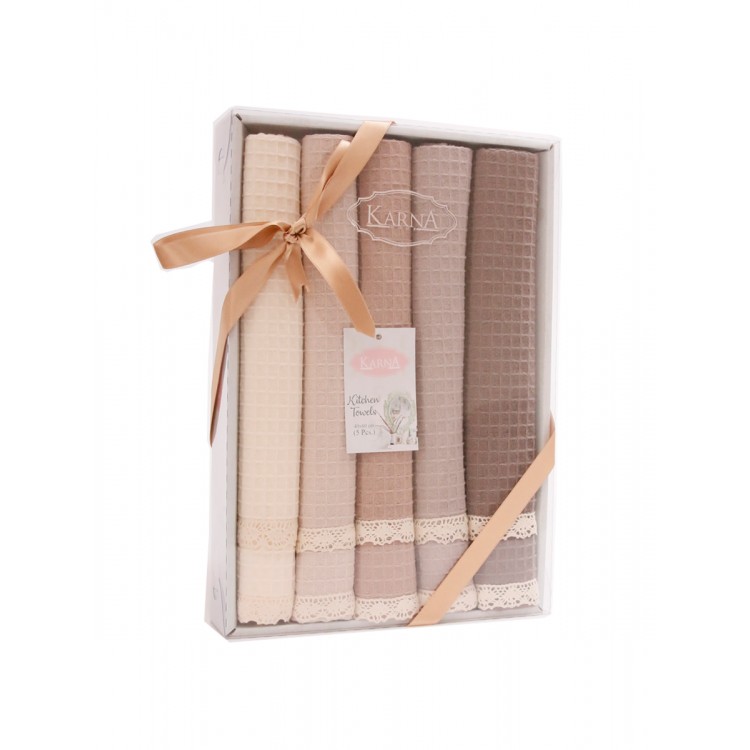 Кухонные полотенца вафельные "KARNA" c гипюром KOPENAKI 40x60 см 1/5
