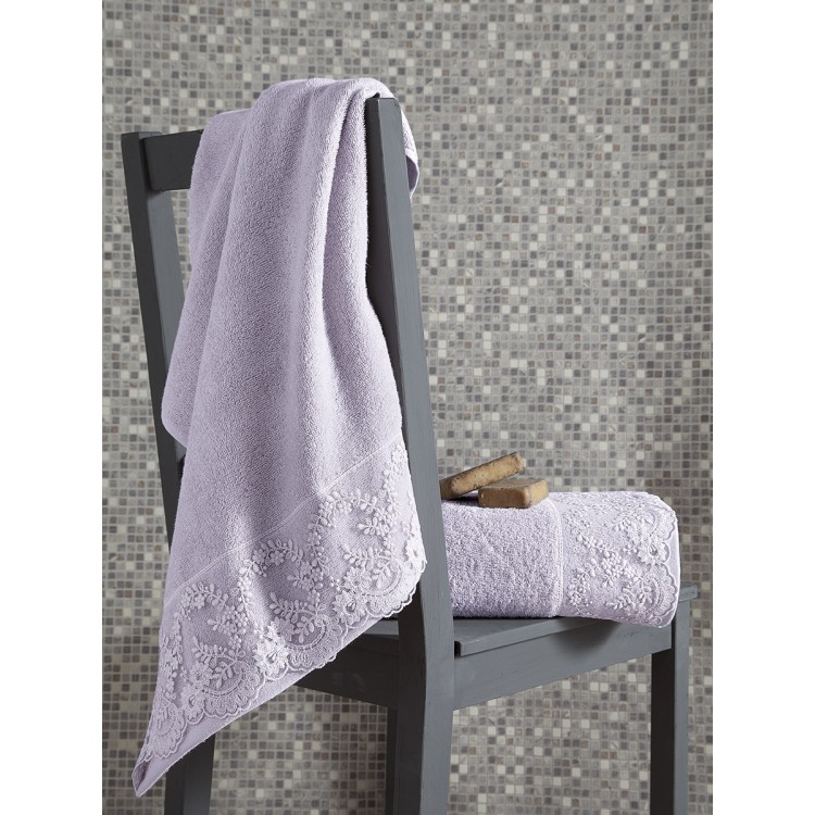 Комплект махровых полотенец "KARNA" c гипюром ELINDA 50x90-70х140 см