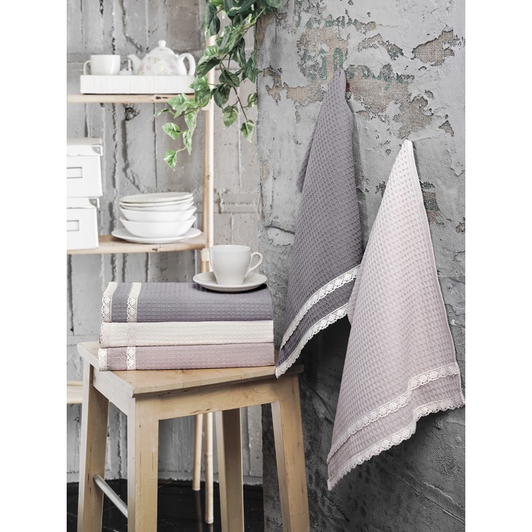 Кухонные полотенца вафельные "KARNA" c гипюром KOPENAKI 40x60 см 1/5