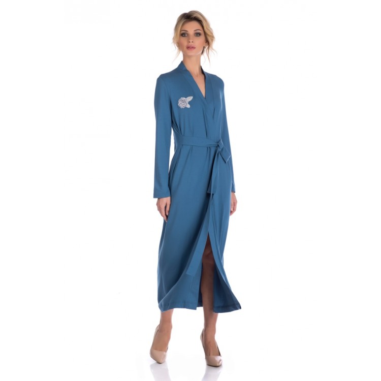 Женский трикотажный халат из бамбука 216 blue Emotion, PECHE MONNAIE 
