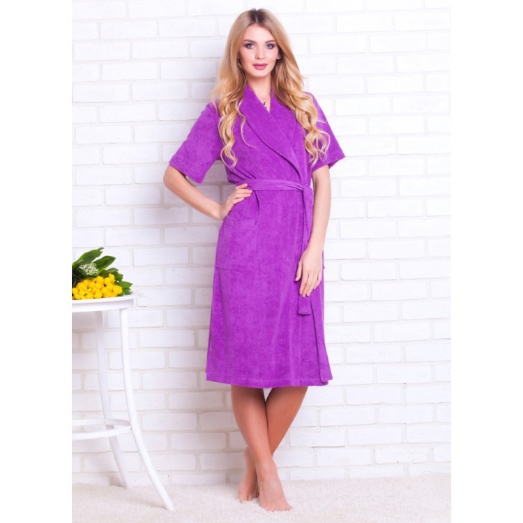 Женский велюровый халат 341-lilac, Еватекс