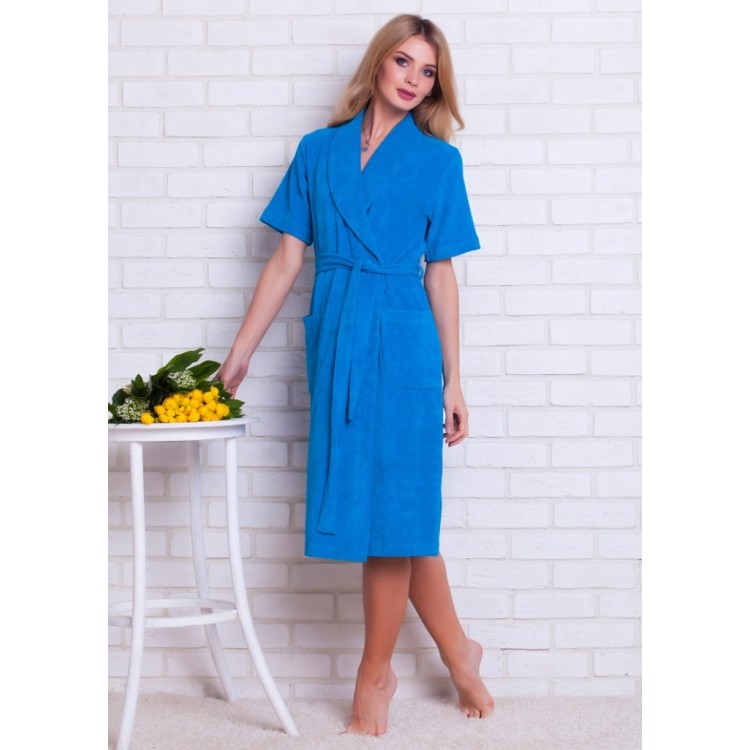 Женский велюровый халат 341-turquoise, Еватекс