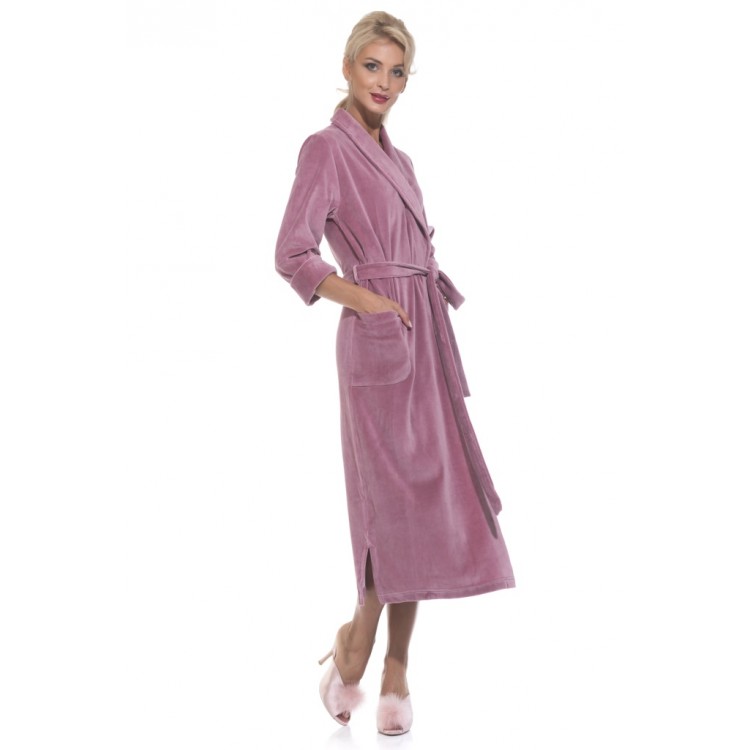 Женский велюровый халат 383-dry rose, Еватекс