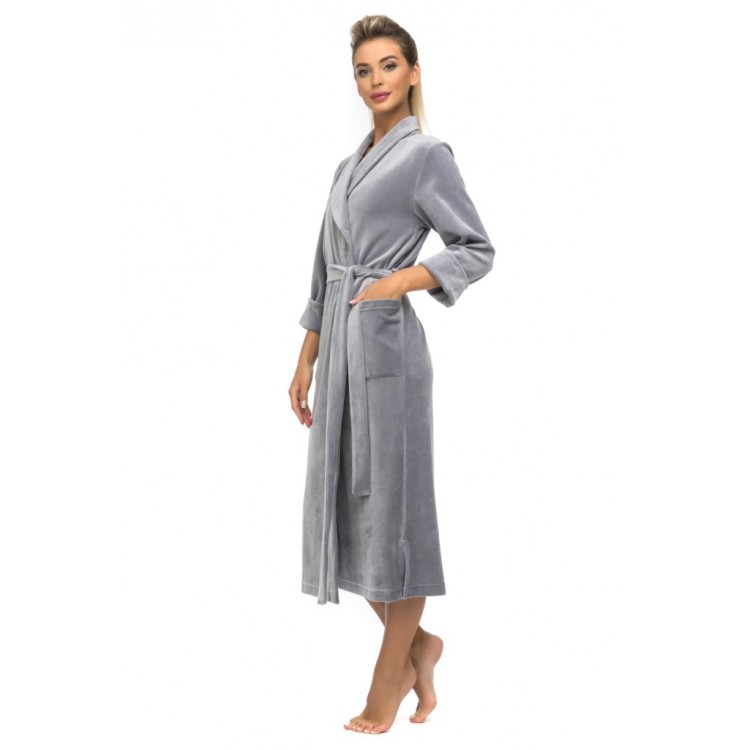 Женский велюровый халат 382-gray, Еватекс