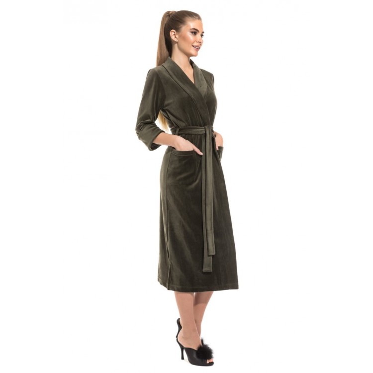 Женский велюровый халат 383-olives, Еватекс