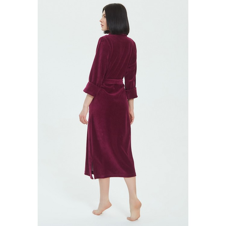 Женский велюровый халат Curves 383 рубиновый, Еватекс
