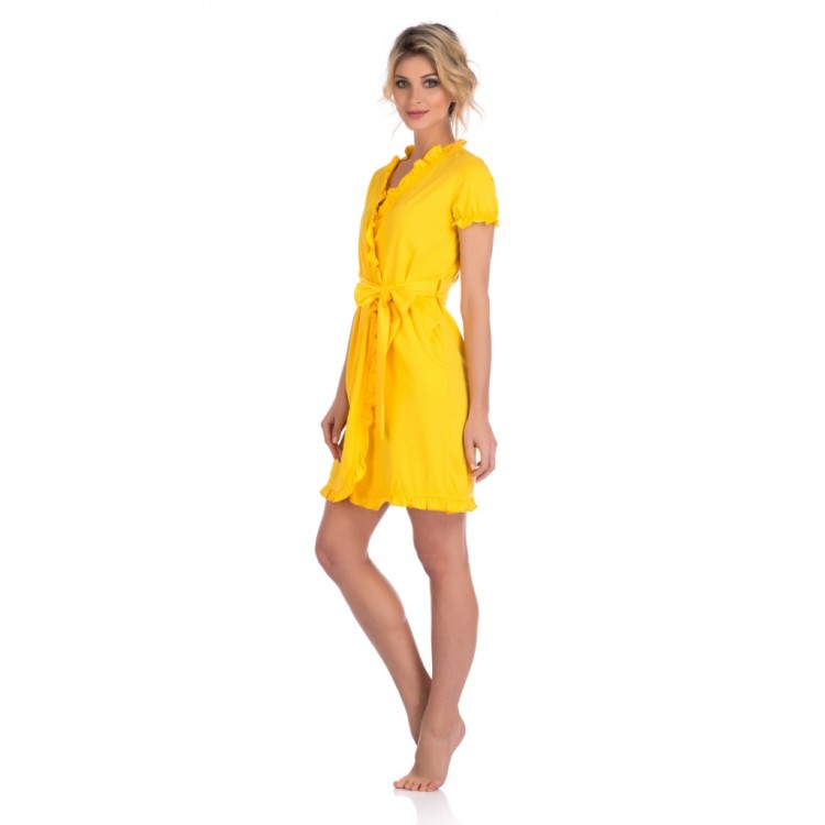 Легкий женский хлопковый халат E 511 Romantica-yellow, Еватекс