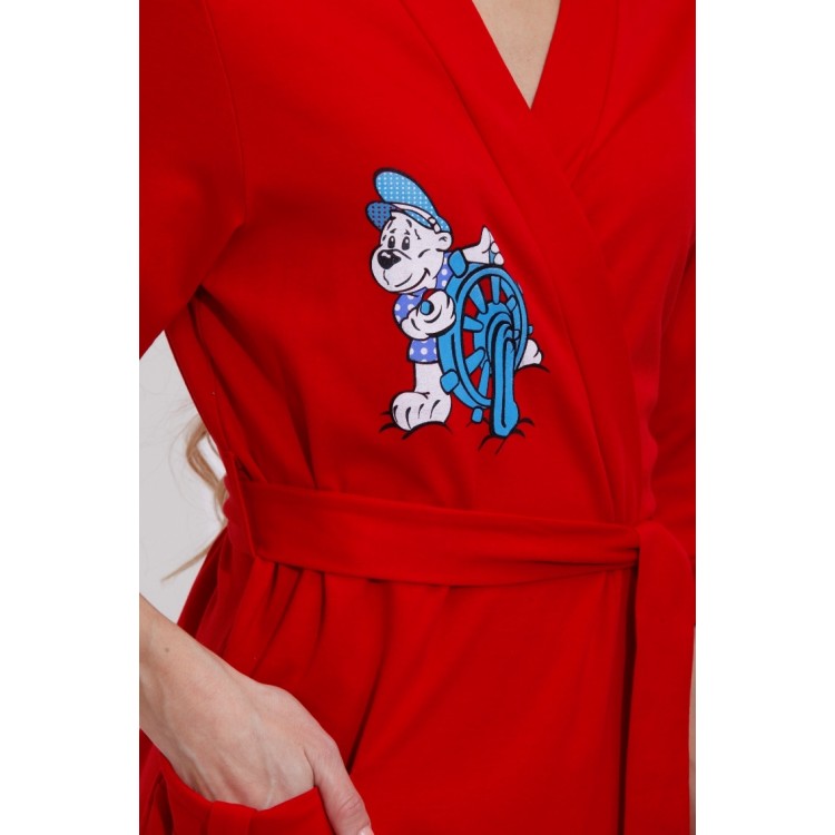 Женский трикотажный халат 523-red "Морячок", Еватекс