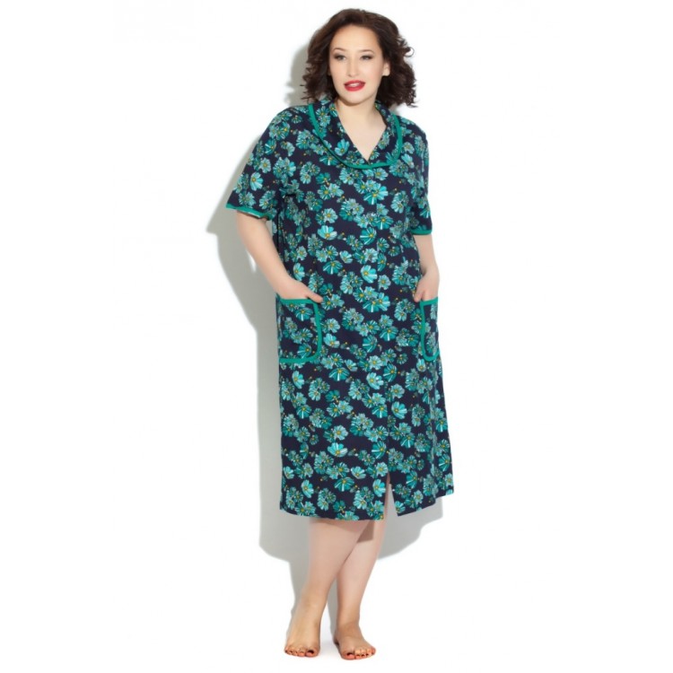 Женский хлопковый халат Е 527-green, Еватекс