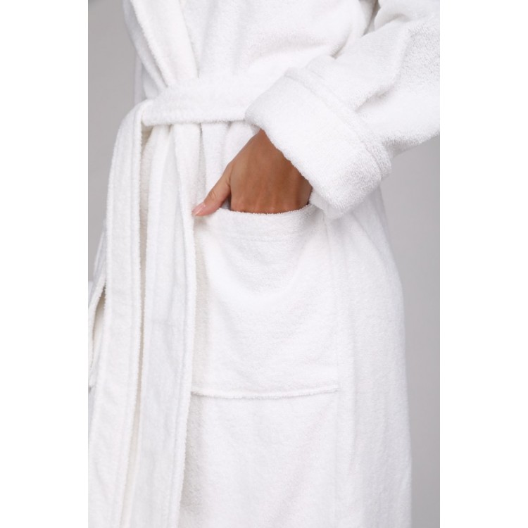 Женский  белый махровый халат 701 Arctic White, Еватекс