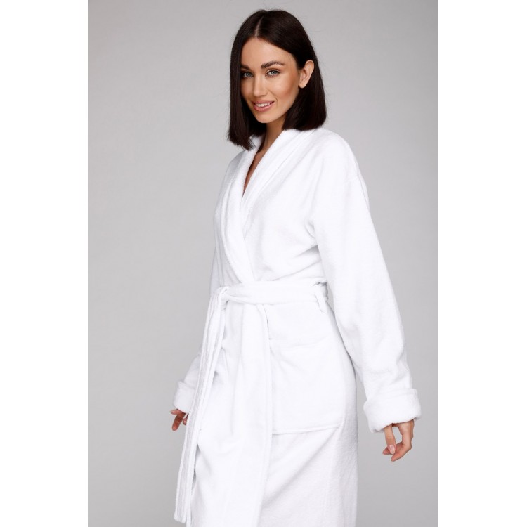 Женский  белый махровый халат 701 Arctic White, Еватекс