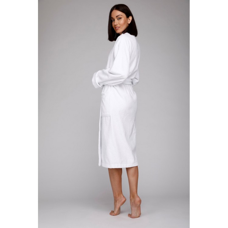Женский  белый махровый халат 701 Arctic White, Еватекс