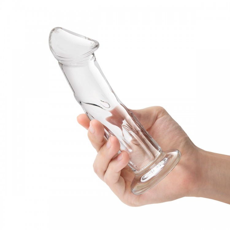 Прозрачный стеклянный фаллоимитатор 6’’ Glass Dildo With Veins & Flat Base - 15,2 см.