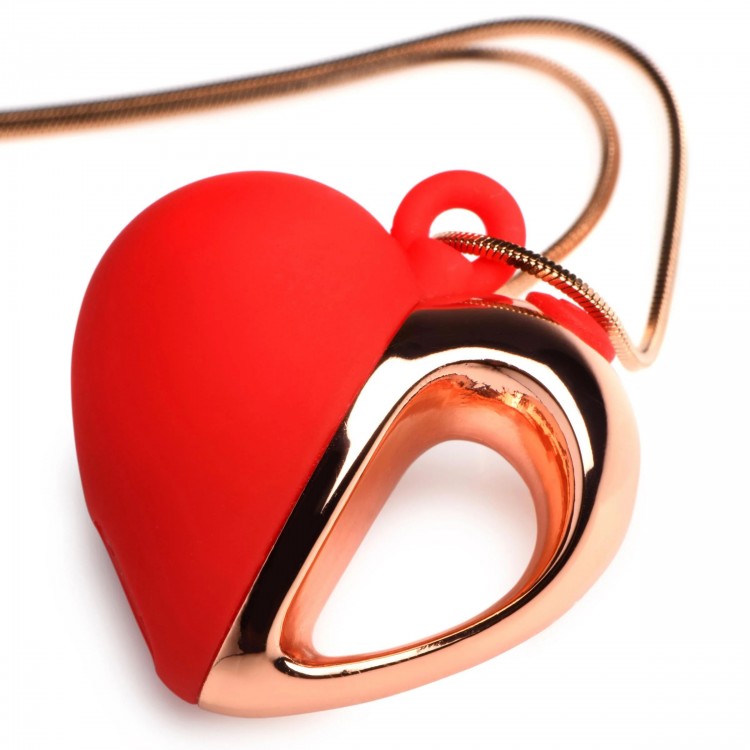 Красное ожерелье с подвеской-вибратором 10X Vibrating Silicone Heart Necklace