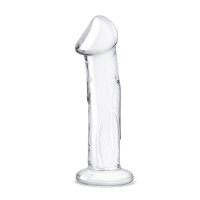 Прозрачный стеклянный фаллоимитатор 6’’ Glass Dildo With Veins & Flat Base - 15,2 см.