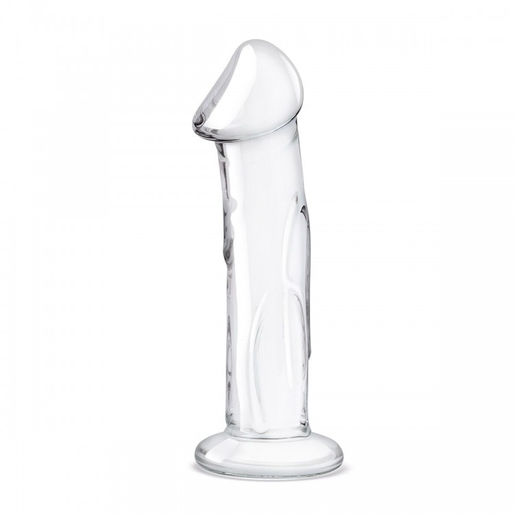 Прозрачный стеклянный фаллоимитатор 6’’ Glass Dildo With Veins & Flat Base - 15,2 см.