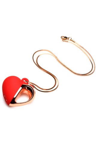 Красное ожерелье с подвеской-вибратором 10X Vibrating Silicone Heart Necklace