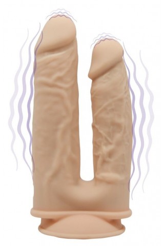 Телесный анально-вагинальный вибратор Model 1 - 19,5 см.