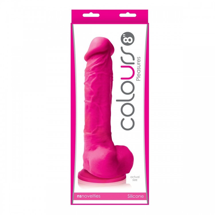 Розовый фаллоимитатор Colours Pleasures 8" Dildo - 24,8 см.