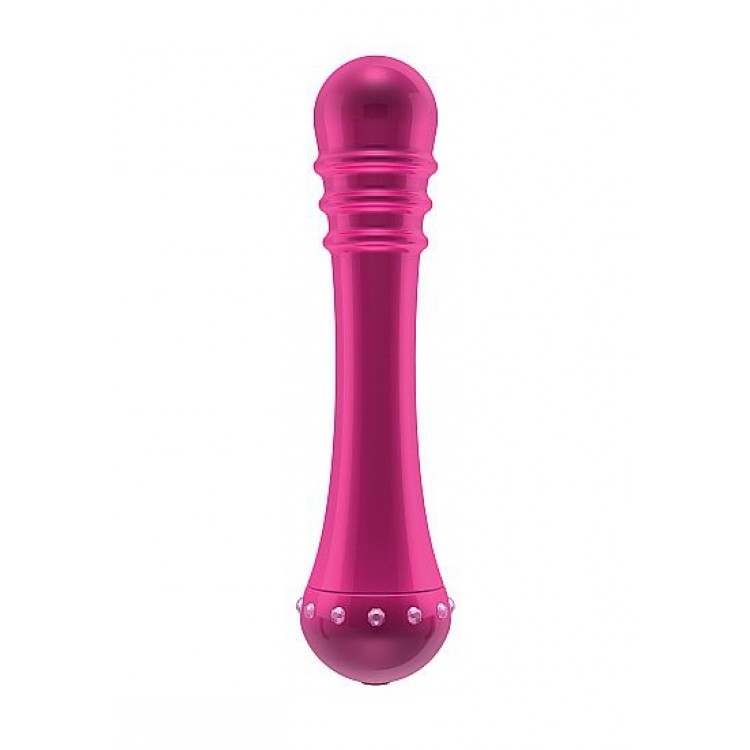 Вибратор с ребристой головкой The Emerald Pink - 16,3 см.
