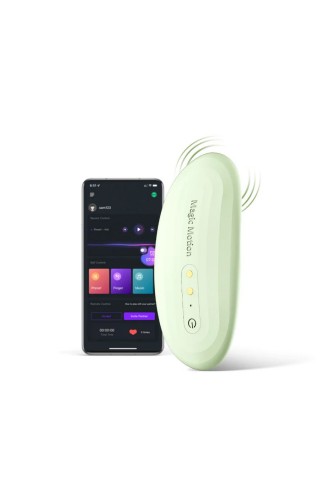 Зеленый вибромассажер в трусики Magic Motion Nyx - 8,8 см.