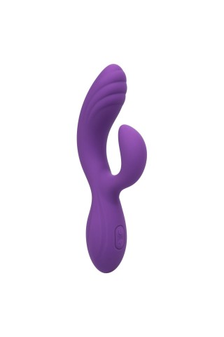 Фиолетовый вибромассажер-кролик Stella Liquid Silicone “C” Curve - 19 см.