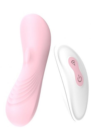 Розовый клиторальный стимулятор REMOTE LAY-ON VIBE