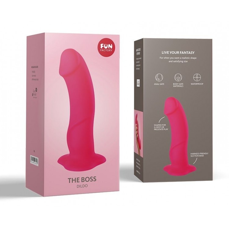Ярко-розовый реалистичный фаллоимитатор The Boss Dildo - 18 см.