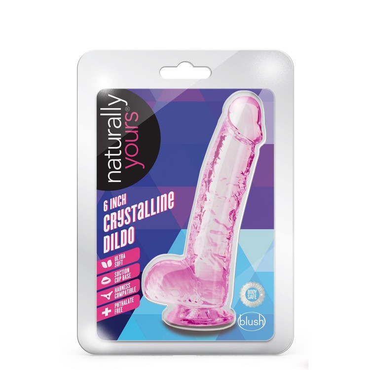 Розовый фаллоимитатор 6 Inch Crystalline Dildo - 15,2 см.