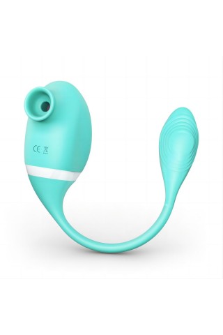 Мятный вакуумный вибростимулятор Tadpole Vibrating Dual Stimulation с виброхвостиком