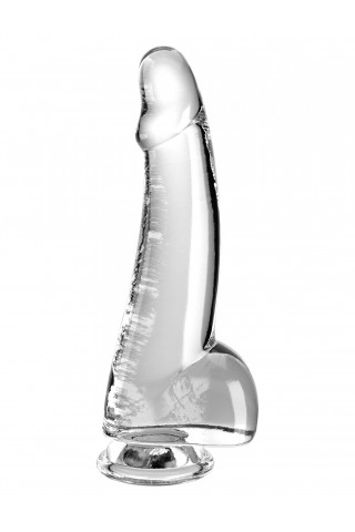 Прозрачный фаллоимитатор с мошонкой на присоске 7,5’’ Cock with Balls - 19 см.