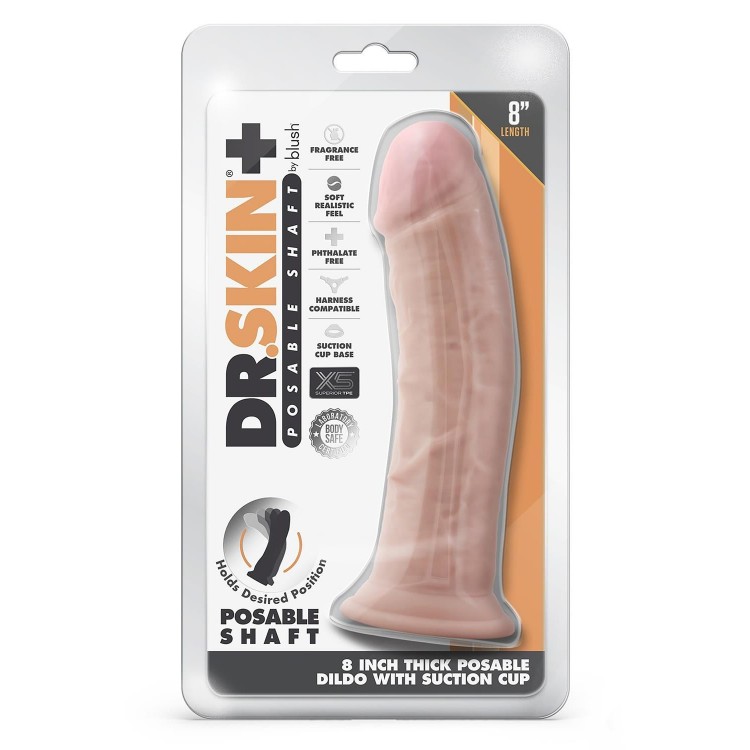 Телесный фаллоимитатор 8-Inch Thick Posable Dildo - 20,3 см.