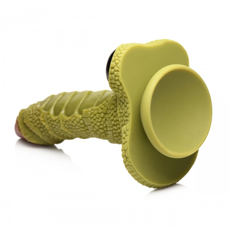 Фантазийный фаллоимитатор Swamp Monster Green Scaly Silicone Dildo - 23,9 см.