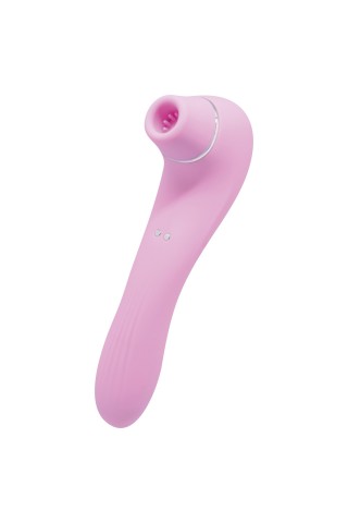 Розовый стимулятор Smoooch Clitoral Suction & Vibration - 18,6 см.