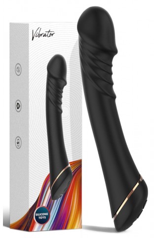 Черный вибратор для G-точки Hancock - 20,4 см