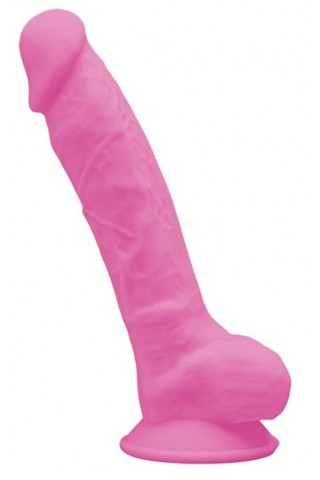 Розовый, светящийся в темноте фаллоимитатор Model 1 - 17,6 см.