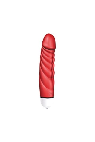 Красный вибратор с рёбрышками Mr. Big Intense - 18,4 см.