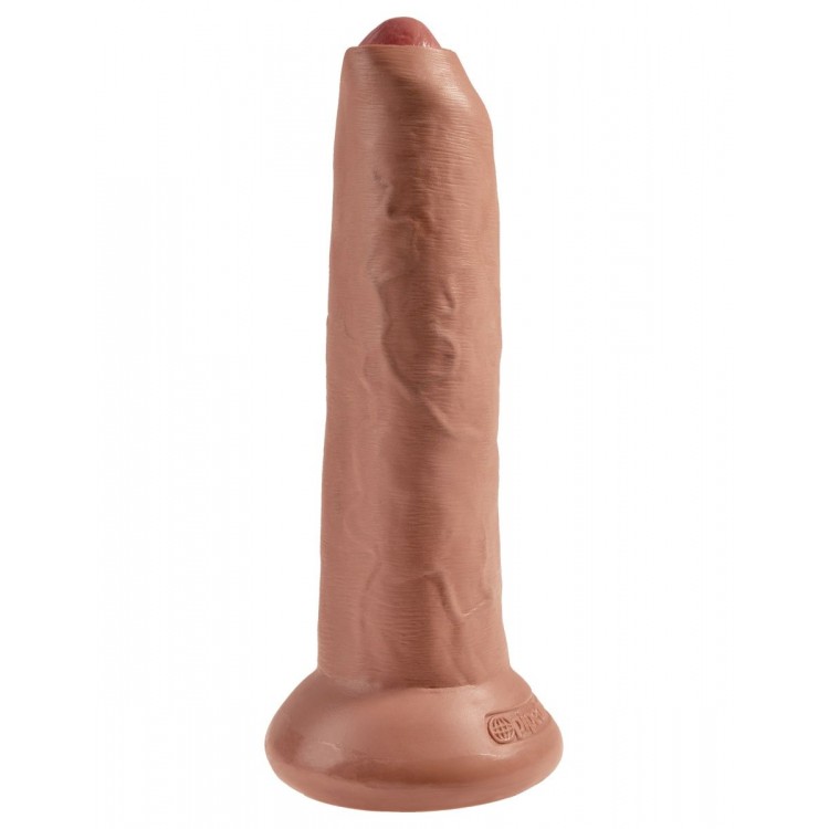 Кофейный необрезанный фаллоимитатор на присоске 9 Uncut Cock - 25,4 см.