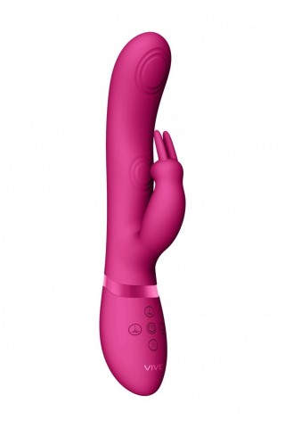Розовый вибромассажер May Pulse-Wave & C-spot & G-Spot Rabbit - 22 см.