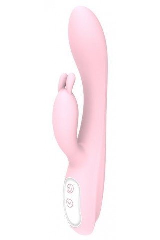 Розовый вибратор HEATING BUNNY с функцией нагрева - 18,5 см.