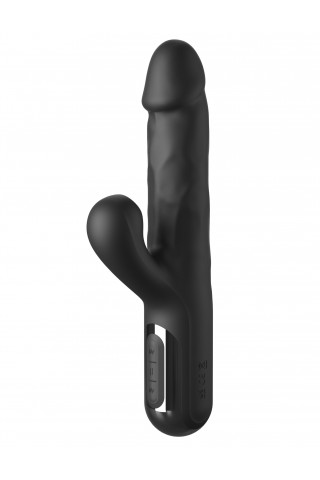 Черный силиконовый вибратор-кролик Sonix Silicone Thruster - 22 см.