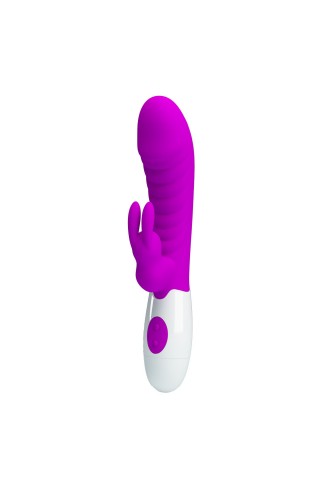Лиловый вибратор-кролик Naughty Bunny - 19,8 см.