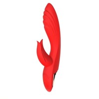 Красный вибратор-кролик 5’’ Silicone Kissing - 20,2 см.